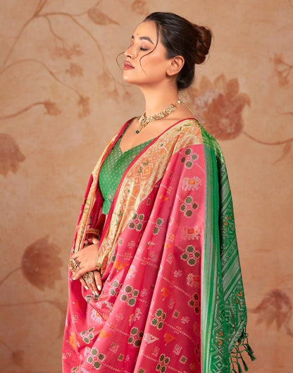 Punch Pink Silk Woven Saree