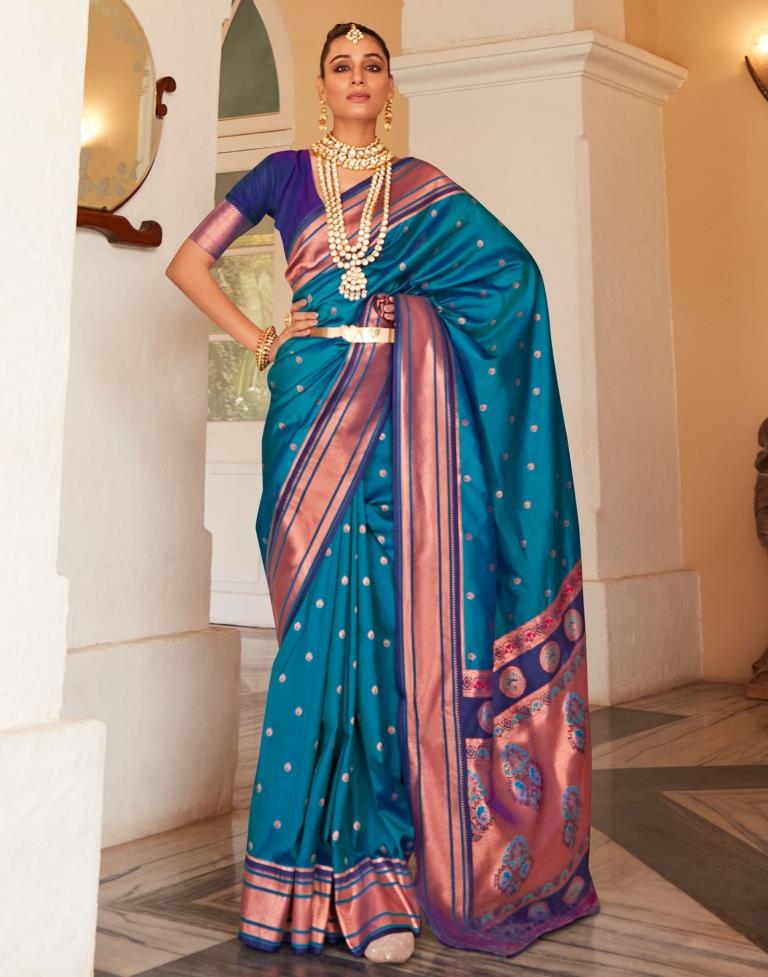 Blue Silk Woven Saree