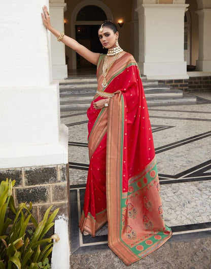 Red Silk Woven Saree