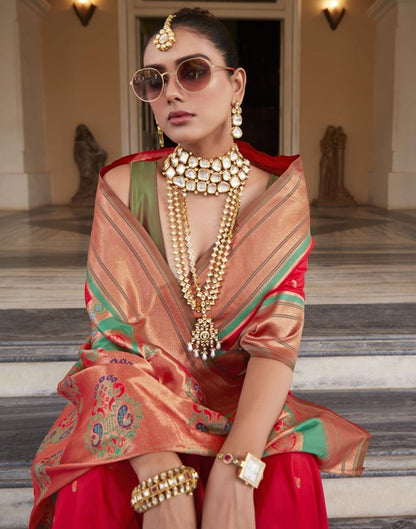 Red Silk Woven Saree