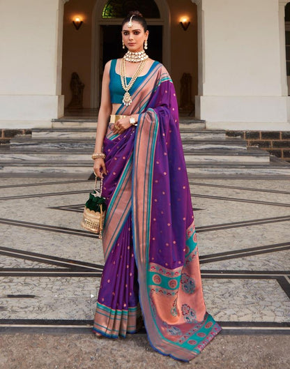 Purple Silk Woven Saree