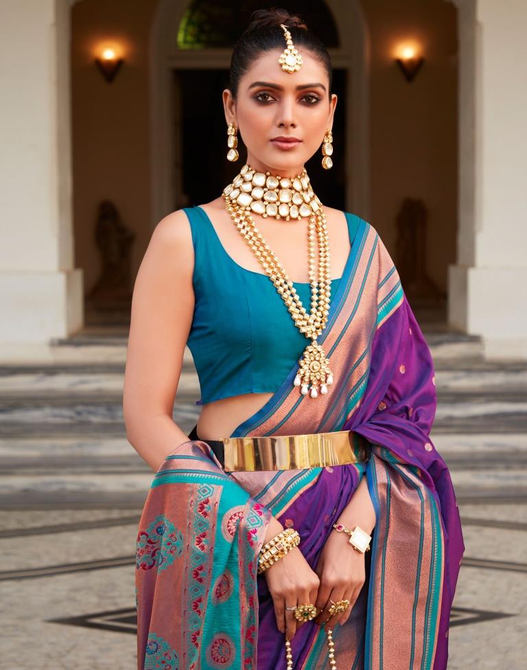 Purple Silk Woven Saree