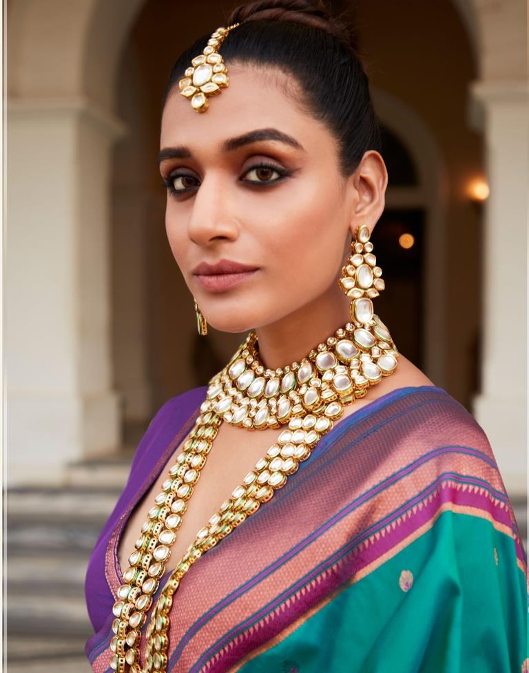 Peacock Green Silk Woven Saree