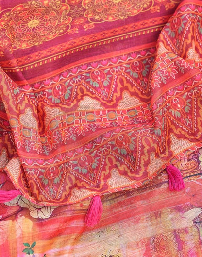 Multi Linen Printed Saree