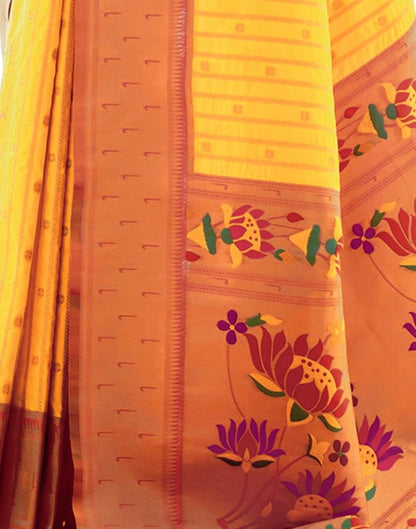 Yellow Silk Plain Saree