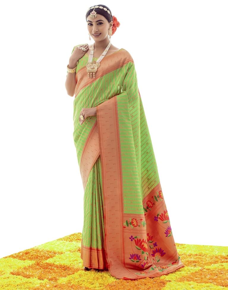 Light Green Silk Plain Saree