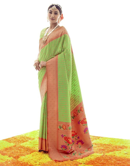 Light Green Silk Plain Saree