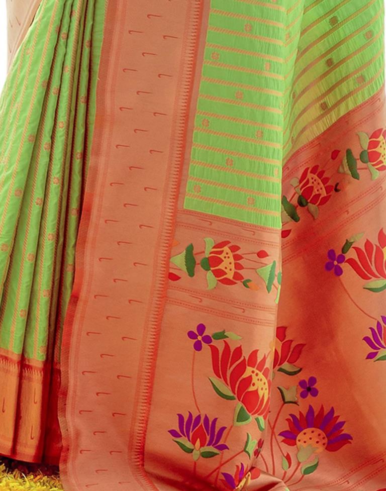 Light Green Silk Plain Saree