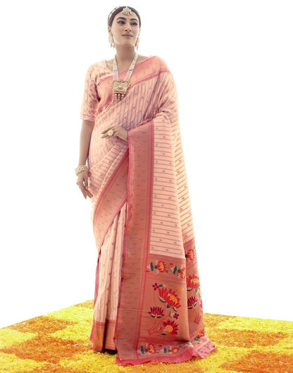 Pink Silk Plain Saree