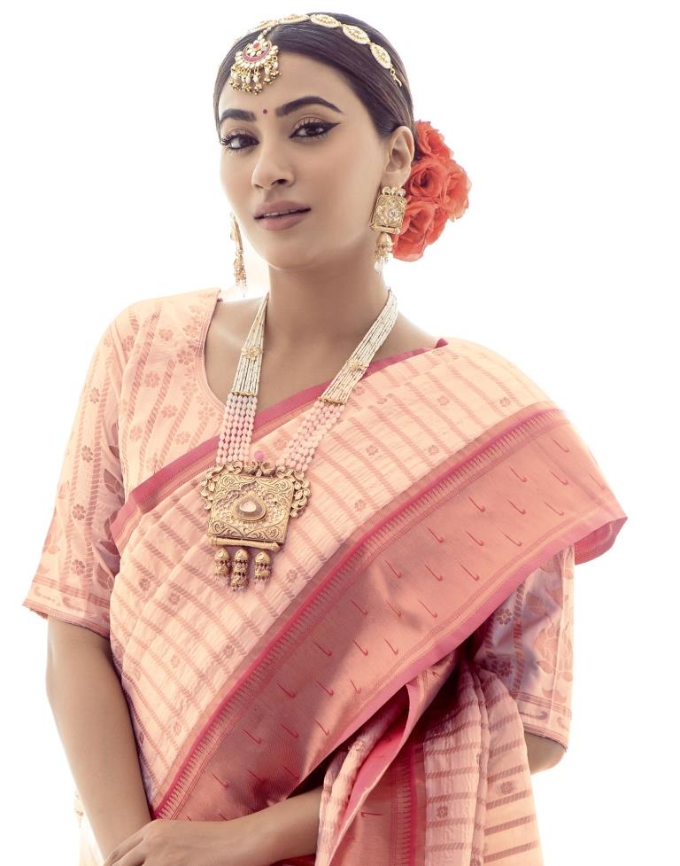 Pink Silk Plain Saree