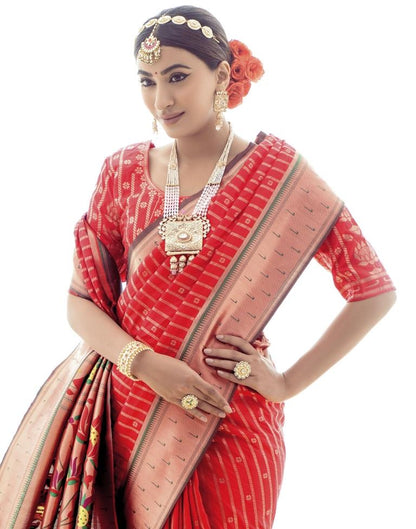 Red Silk Plain Saree