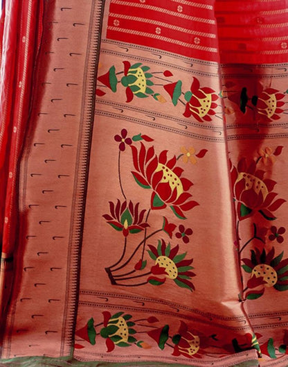 Red Silk Plain Saree