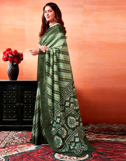 Mehandi Green Silk Printed Saree