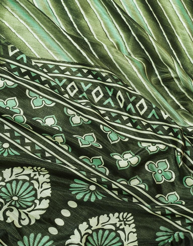 Mehandi Green Silk Printed Saree