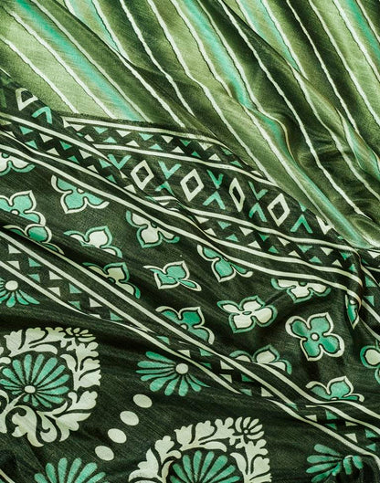 Mehandi Green Silk Printed Saree