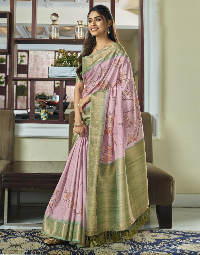 Light Pink Silk Woven Saree