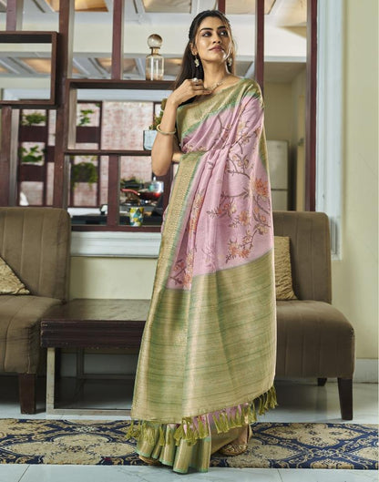 Light Pink Silk Woven Saree