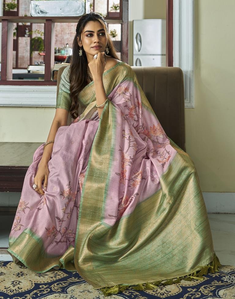 Light Pink Silk Woven Saree