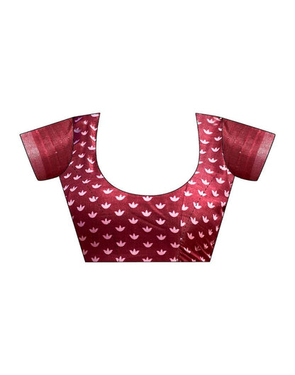 Maroon Silk Printed Saree