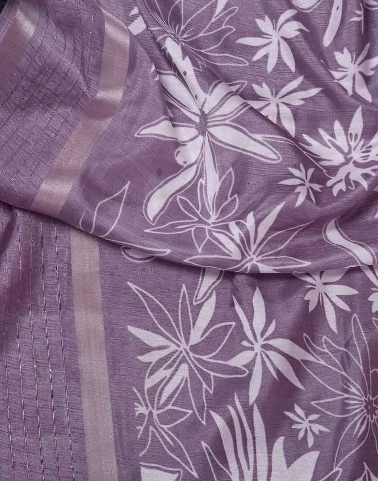 Lavender Silk Printed Saree