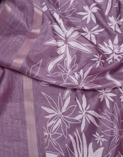 Lavender Silk Printed Saree