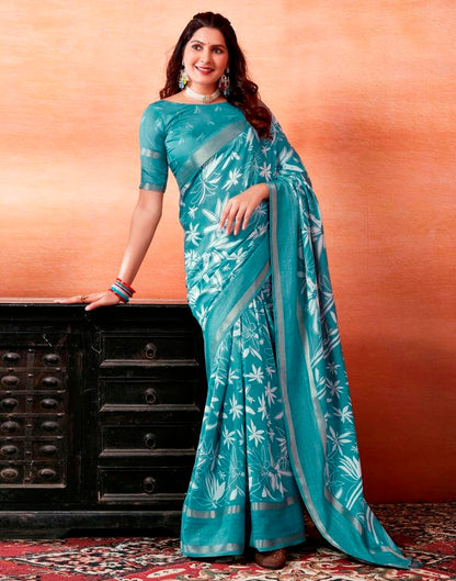 Blue Silk Printed Saree