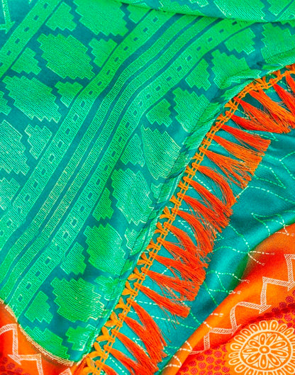 Teal Green Cotton Printed Saree