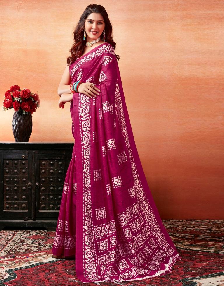 Pink Silk Printed Saree