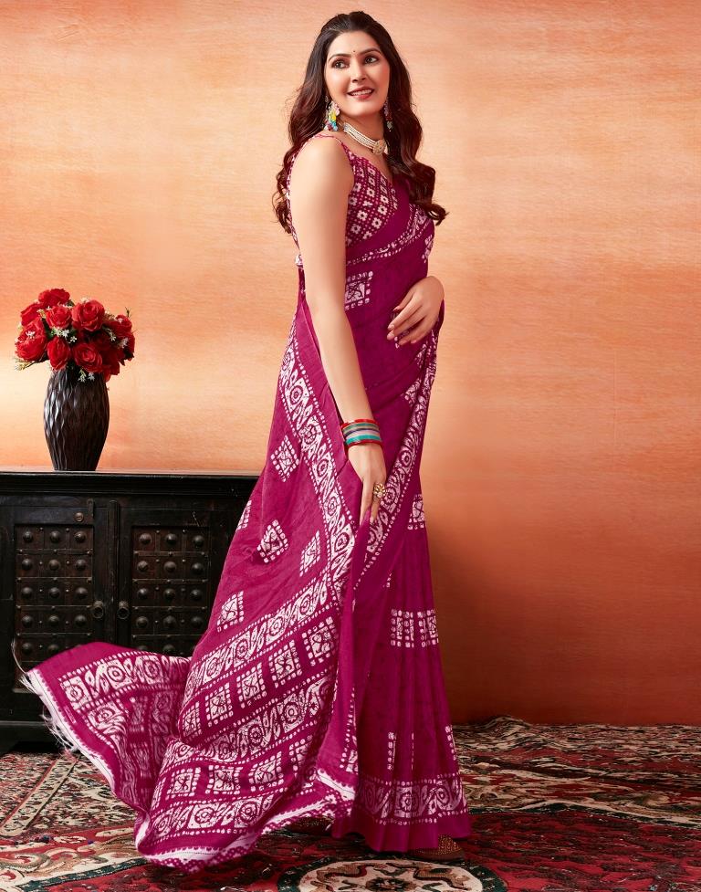 Pink Silk Printed Saree