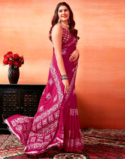 Pink Silk Printed Saree