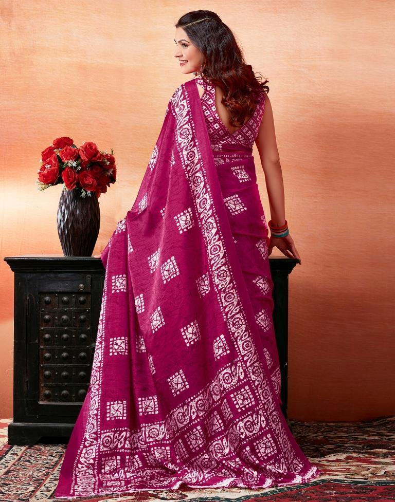 Pink Silk Printed Saree