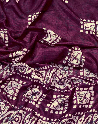 Dark Purple Silk Printed Saree