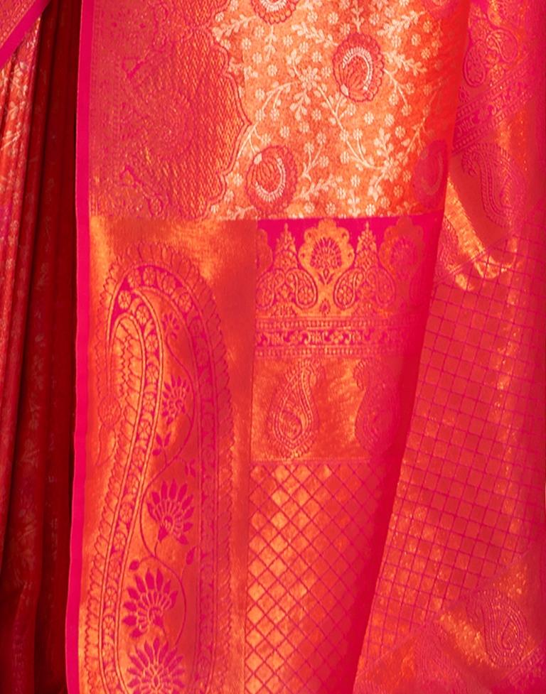 Orange Silk Woven Saree