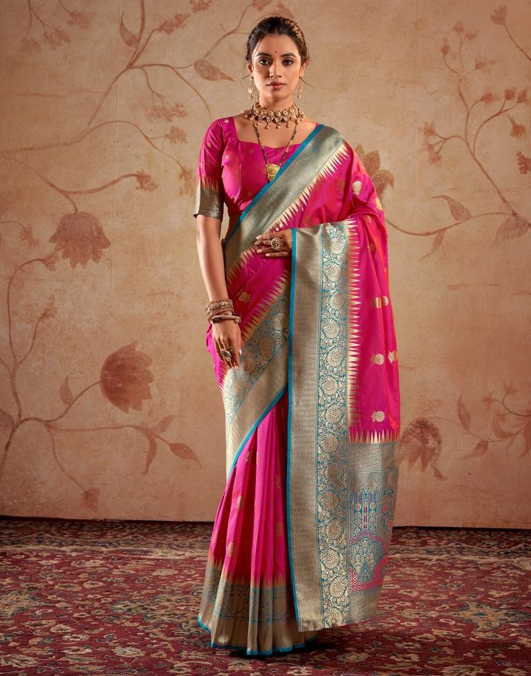 Rani Pink Silk Banarasi Saree