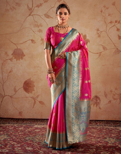 Rani Pink Silk Banarasi Saree