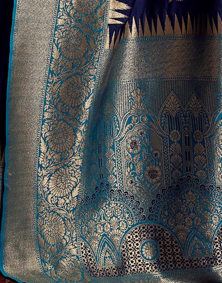 Navy Blue Silk Banarasi Saree