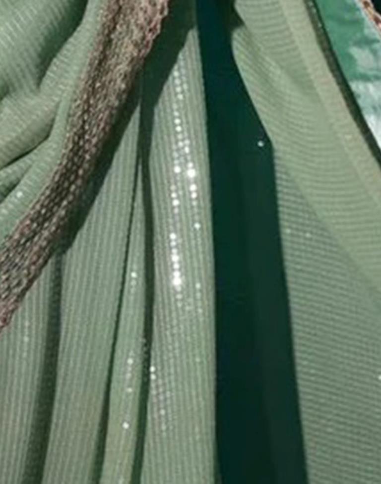 Pista Green Georgette Plain Saree