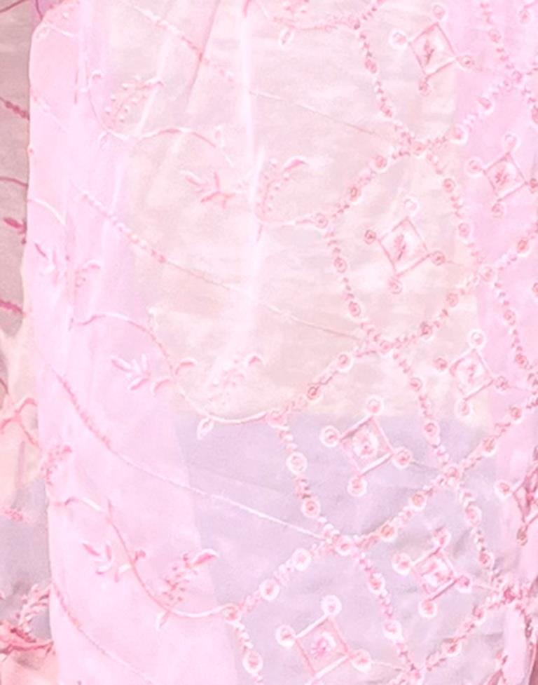 Light Pink Georgette Plain Saree