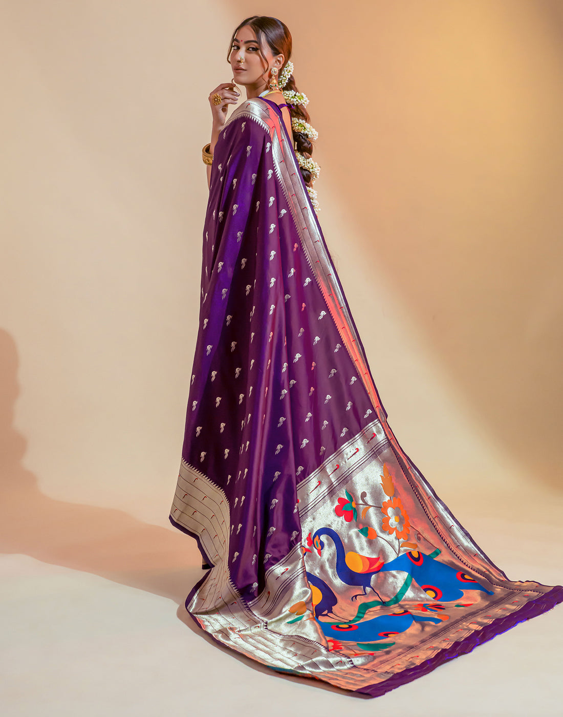 Dark Purple Silk Weaving Saree