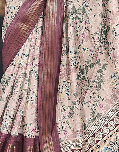 Light Pink Silk Printed Saree