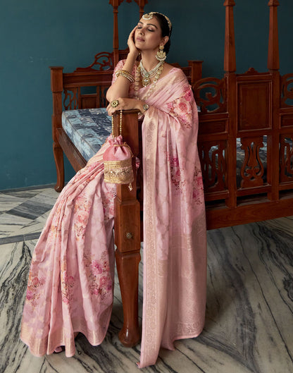 Light Pink Silk Weaving Saree