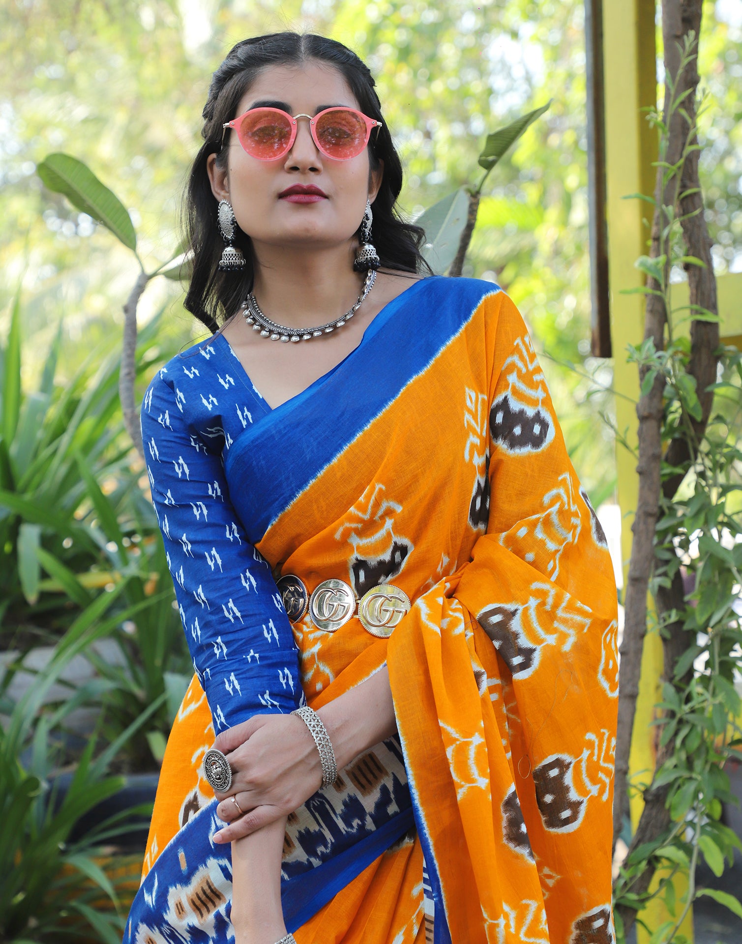 Turmeric Cotton Printed Saree