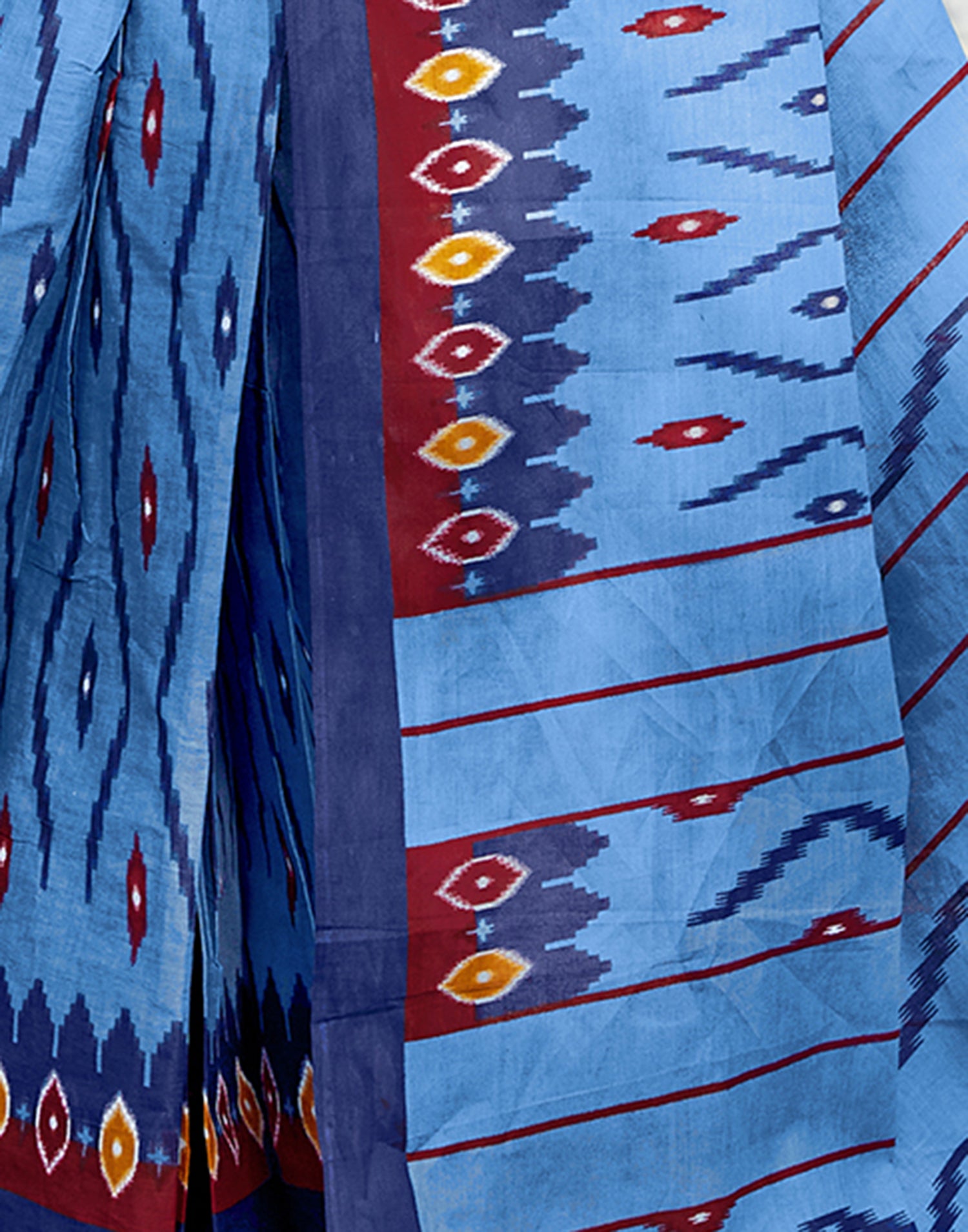 Blue Cotton Printed Saree