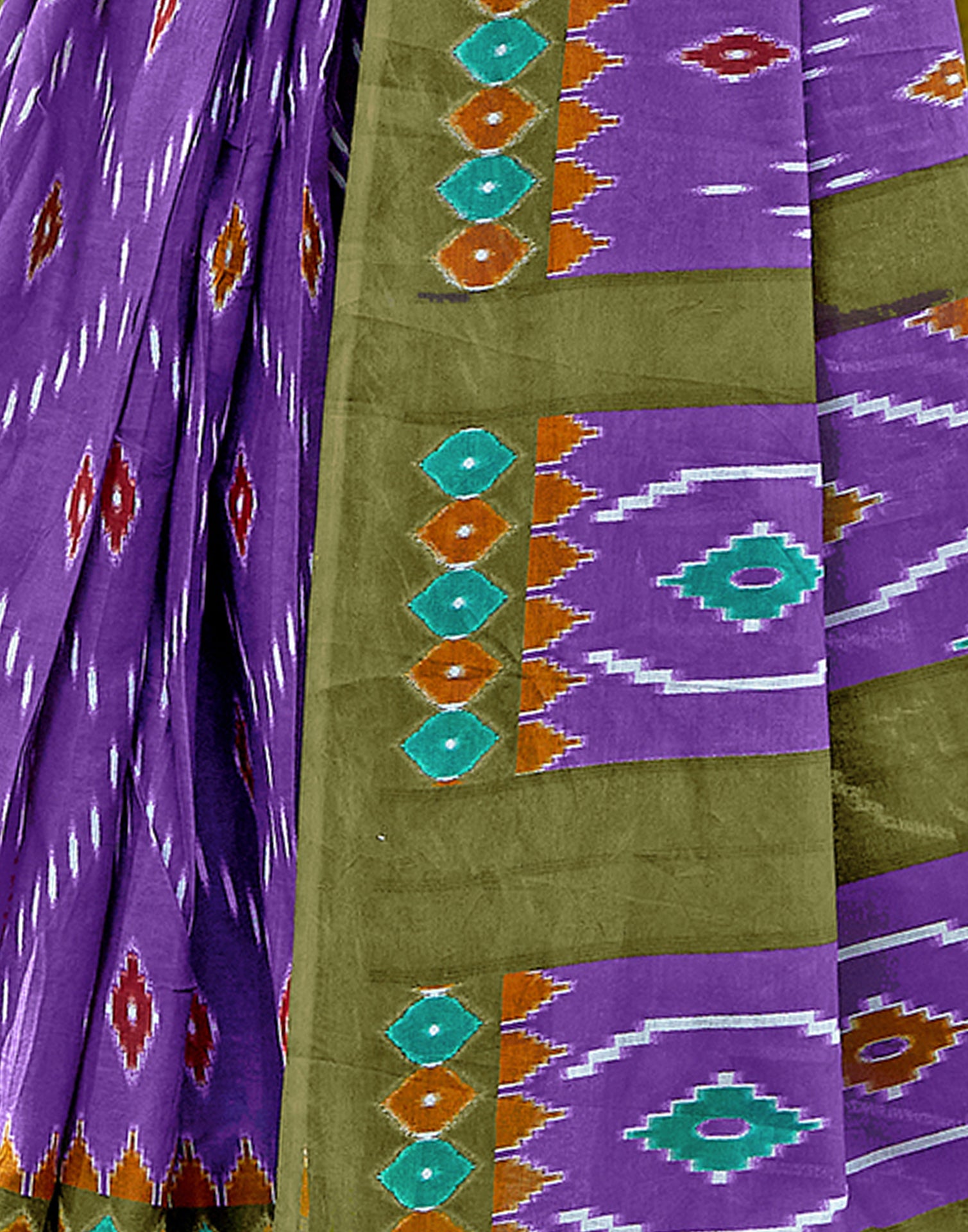 Purple Cotton Printed Saree