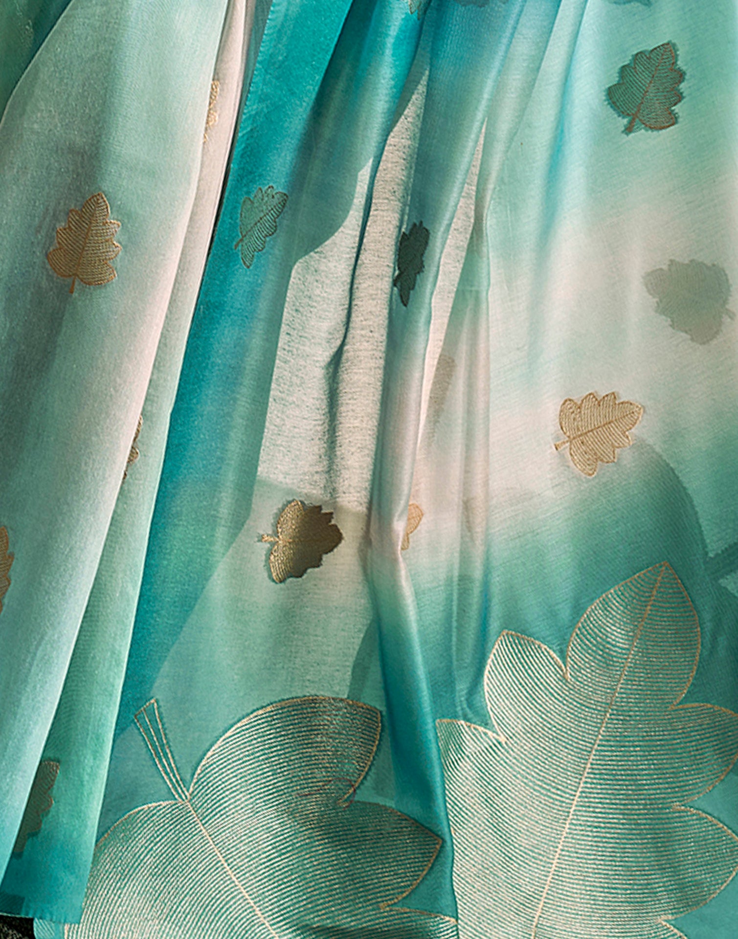 Turquoise Cotton Weaving Saree