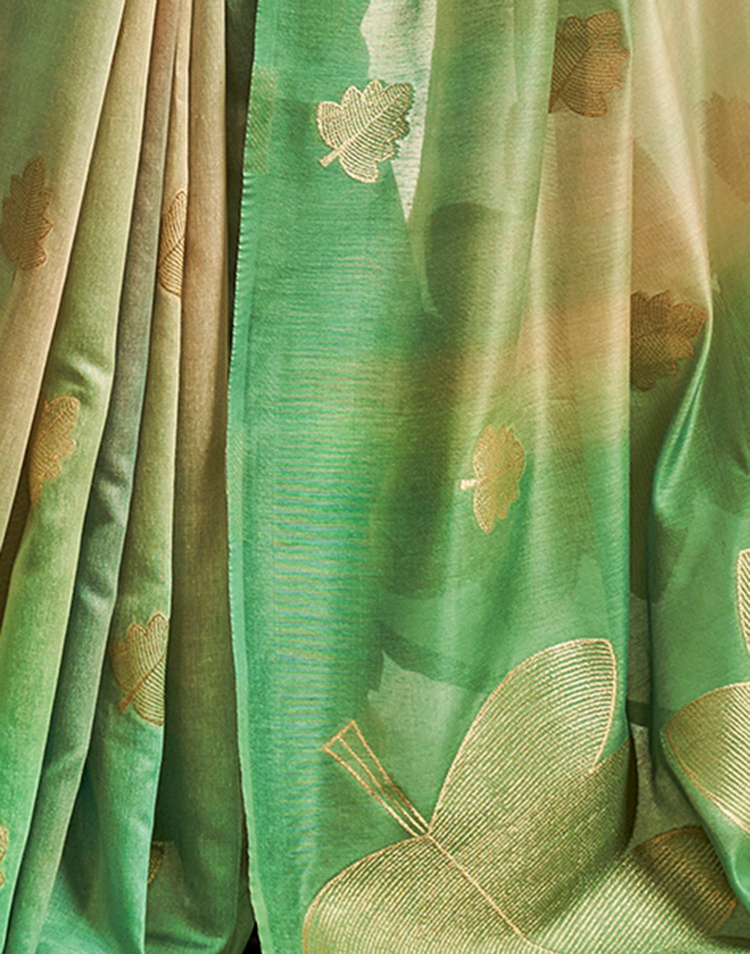 Light Green Cotton Weaving Saree