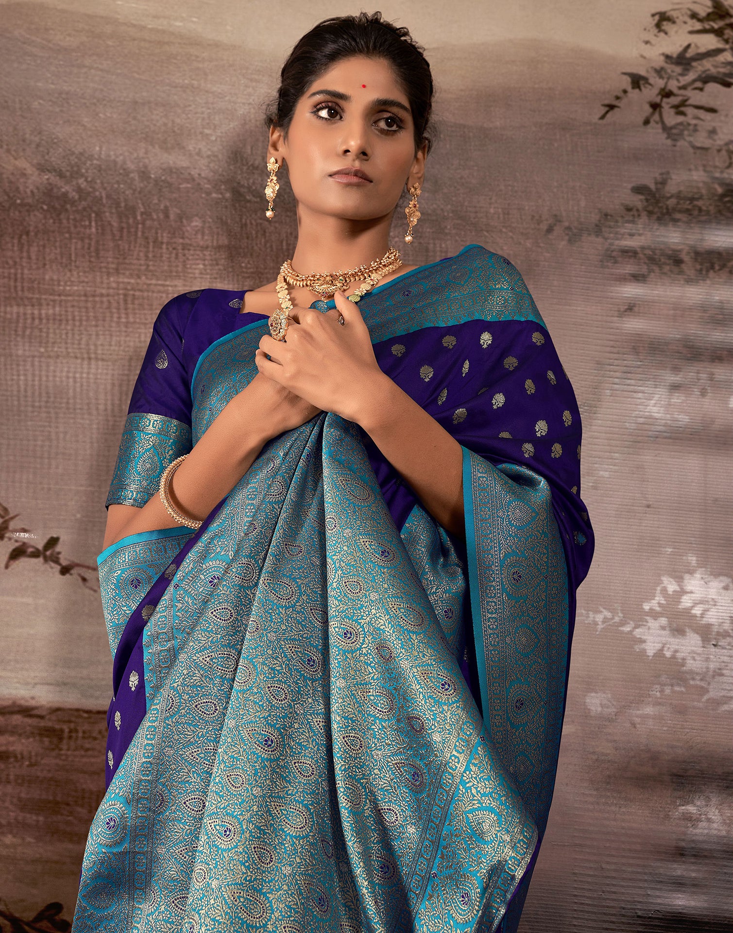 Violet Silk Weaving Saree