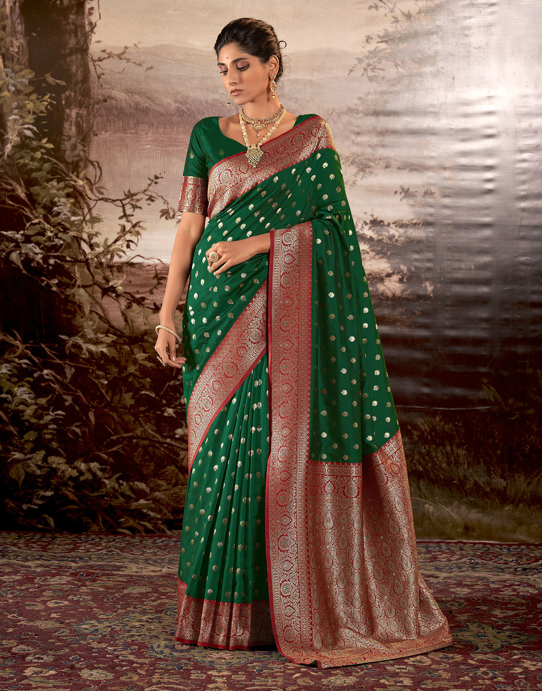 Green Silk Weaving Saree