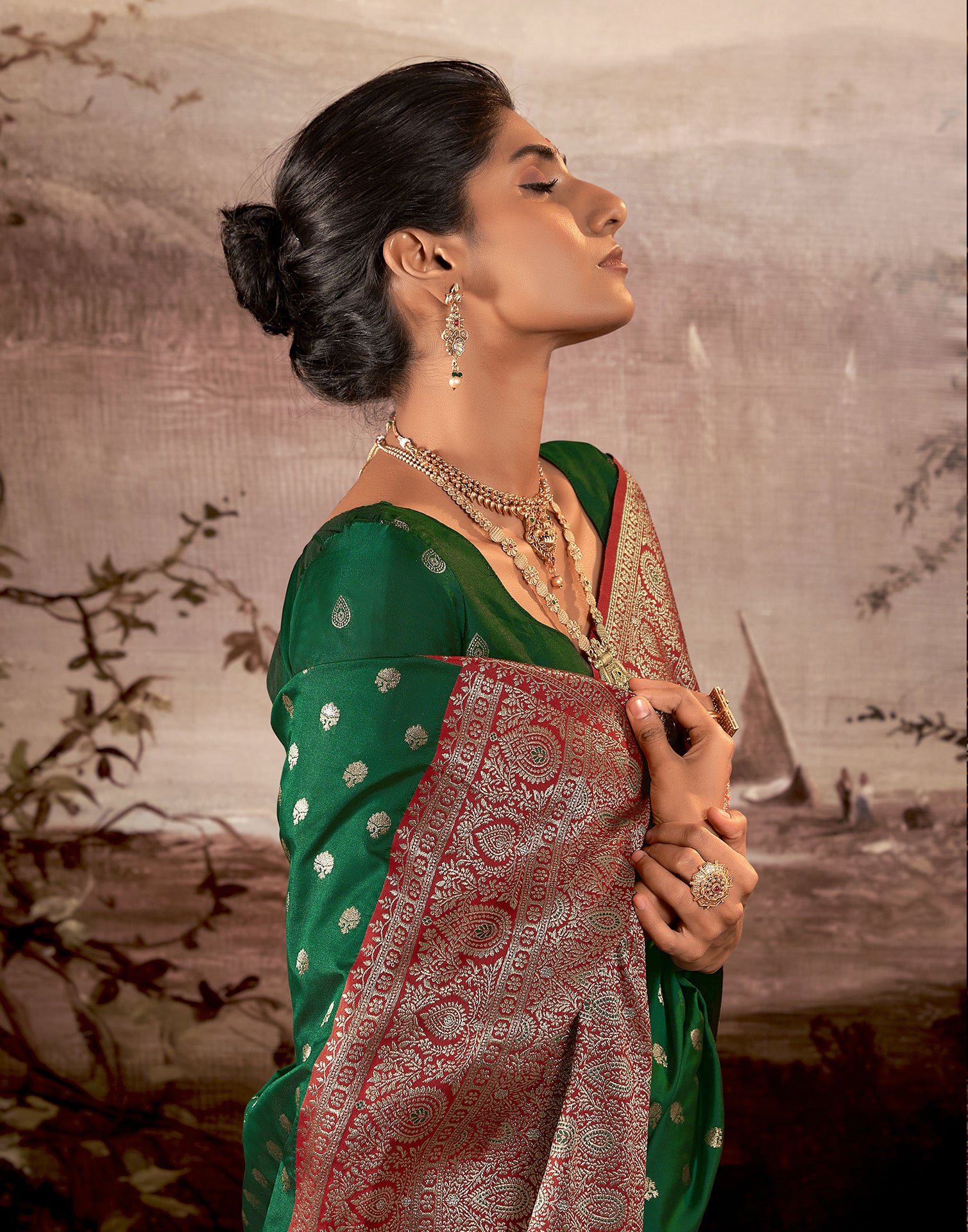 Green Silk Weaving Saree