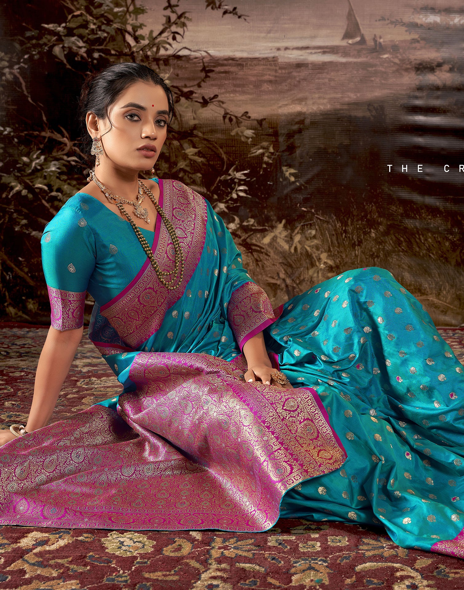 Turquoise Silk Weaving Saree